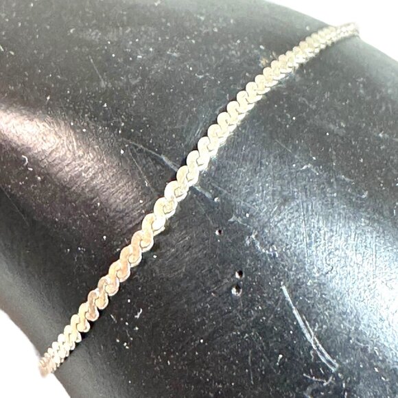 Sterling Silver 925 Italy Twisted Serpentine Chain Bracelet 7 Inches Lightweight - Picture 1 of 8